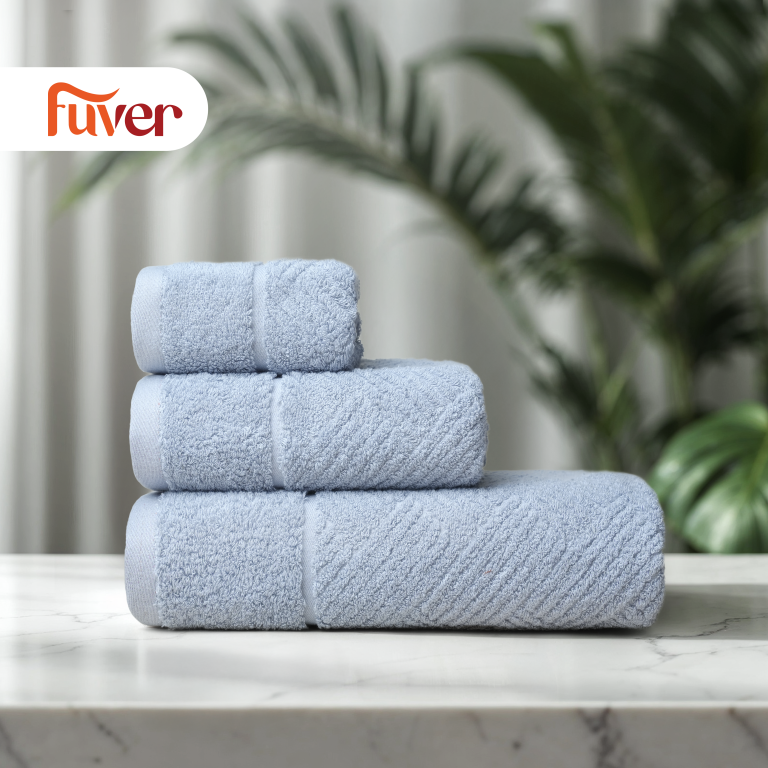 Bộ 3 khăn mặt, gội, tắm Fuver Premium Herringbone