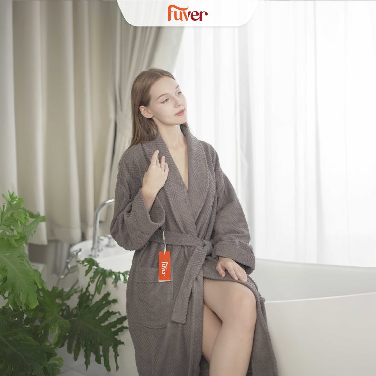 Áo choàng tắm Fuver Herringbone